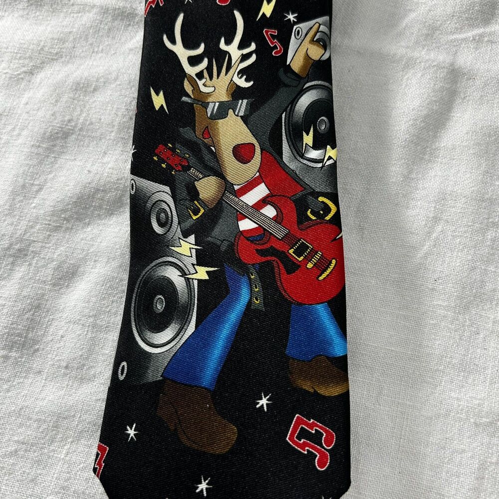 Men's Bespoke Holiday Christmas Reindeer Rock Tie